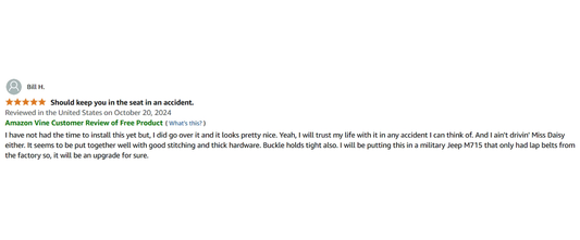 Bill H: Should keep you in the seat in an accident