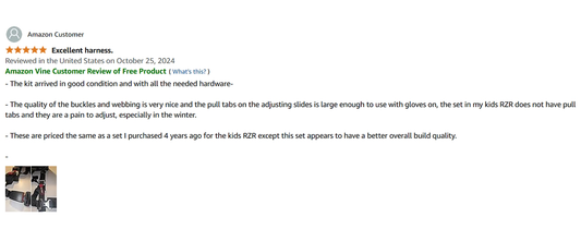 Amazon Customer: Excellent harness