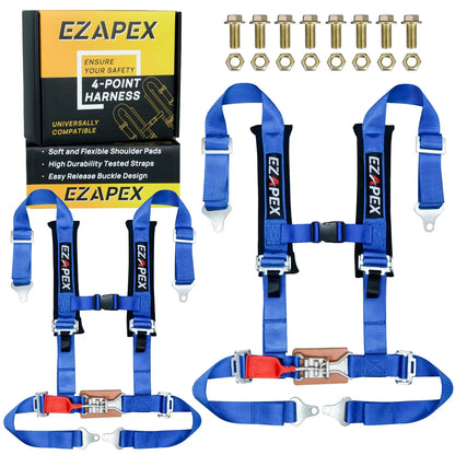 4 Point Harness Steel Buckle Blue Pack of 2
