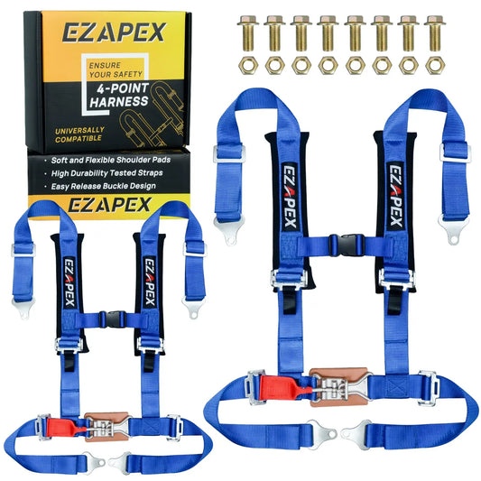 4 Point Harness Steel Buckle Blue Pack of 2