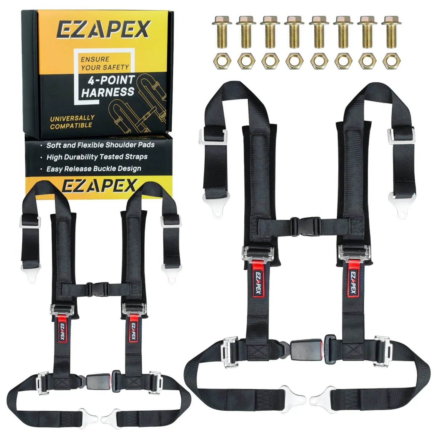 4 Point Harness Plastic Buckle Black Pack of 2