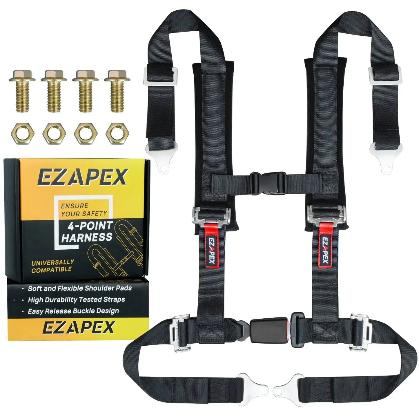 4 Point Harness Plastic Buckle Black Pack of 2