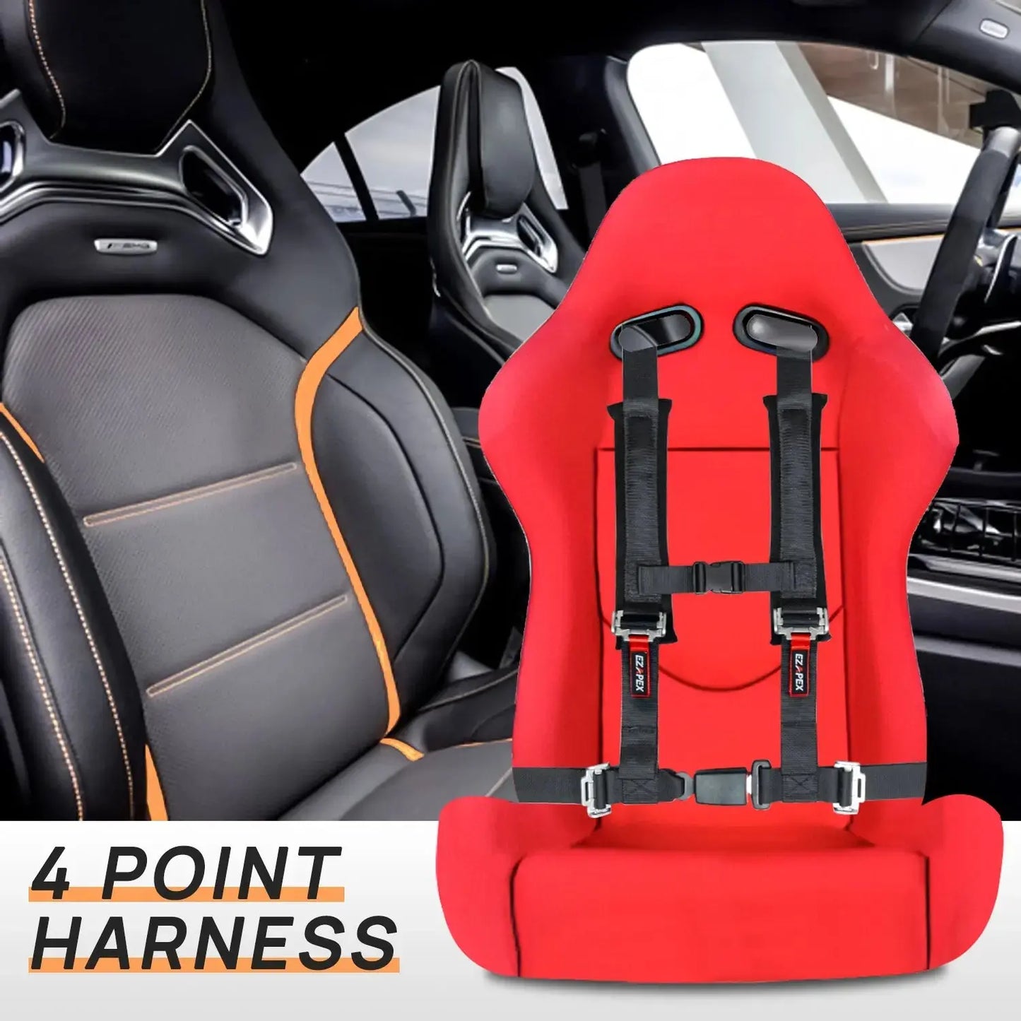 4 Point Harness Plastic Buckle Black Pack of 2