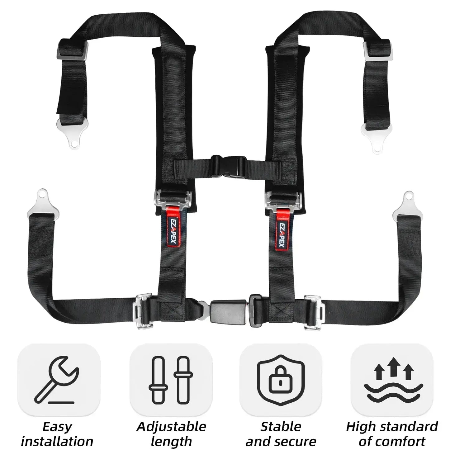 4 Point Harness Plastic Buckle Black Pack of 2