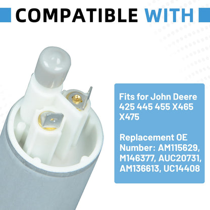 AM115629 M146377 AUC20731 AM136613 UC14408 Upgraded Fuel Pump Compatible with John Deere 425 445 455 X465 X475 Lawn and Garden Tractor