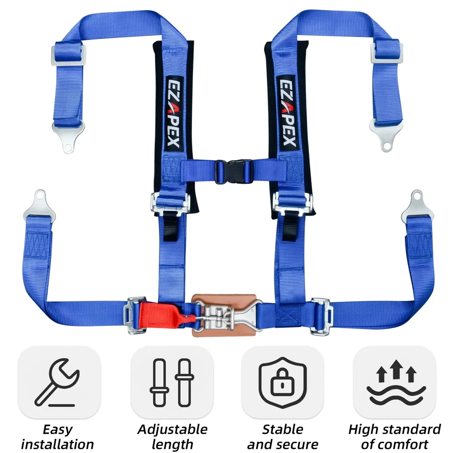 4 Point Harness Steel Buckle Blue Pack of 2