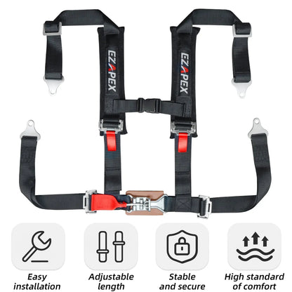 4 Point Harness Steel Buckle Black Pack of 2