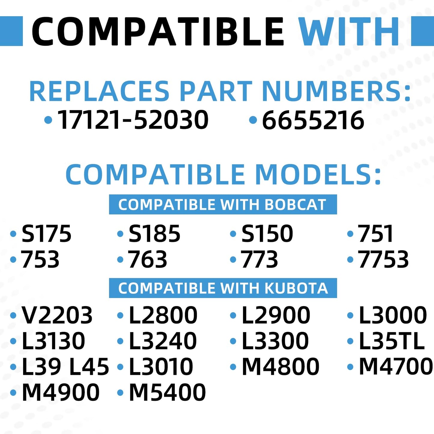 17121-52030 6655216 Upgraded Fuel Lift Pump Compatible with Bobcat S175 S185 S150 751 753 763 Kubota V2203 L2800 L2900 L3000 L35TL L39 L45 L3010 M4800