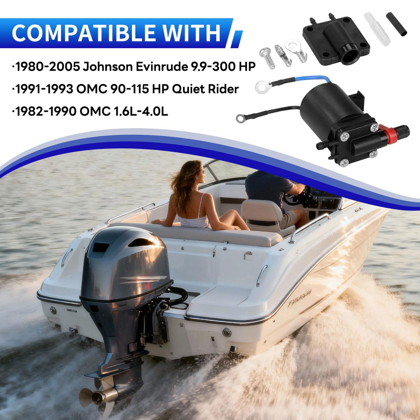 5007356 Upgraded Fuel Primer Choke Solenoid Compatible with Johnson Evinrude, for OMC Replace 434326 397909 582865
