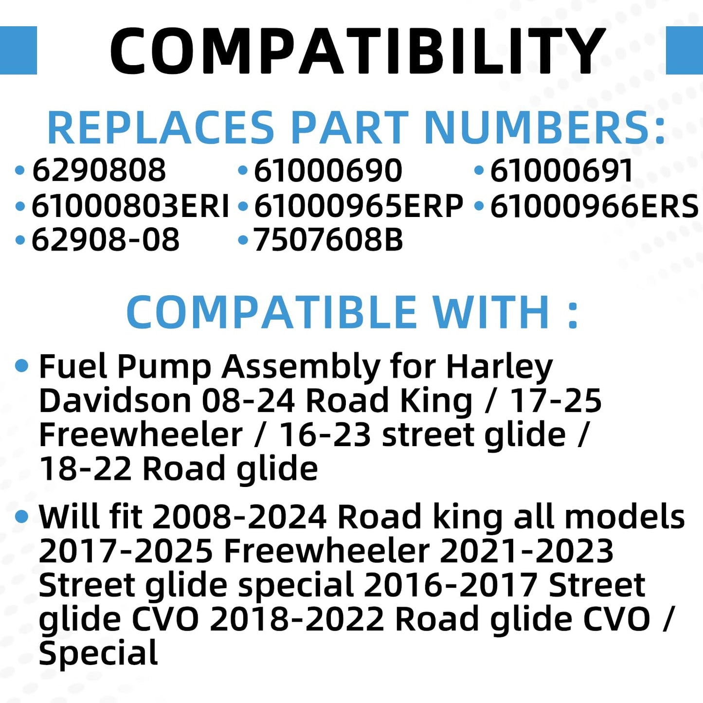 75076-08B Upgraded Fuel Pump Assembly Compatible with 2008-22 Harley-Davidson Freewheeler Road King Street Glide FLHX CVO FLHXSE