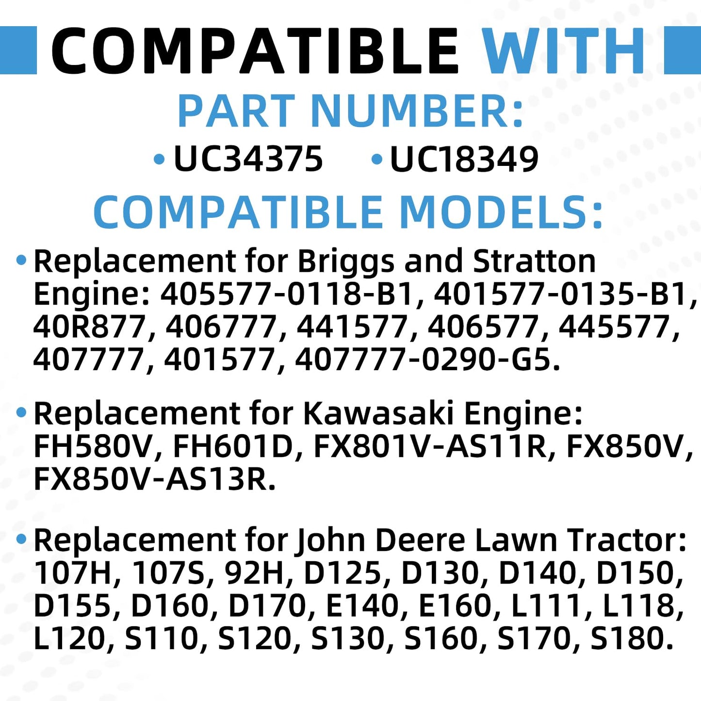 UC34375 UC18349 Upgraded Fuel Pump Compatible with John Deere Lawn Tractor D125 D130 L111 L118 S110 S120 Kawasaki Engine FH580V