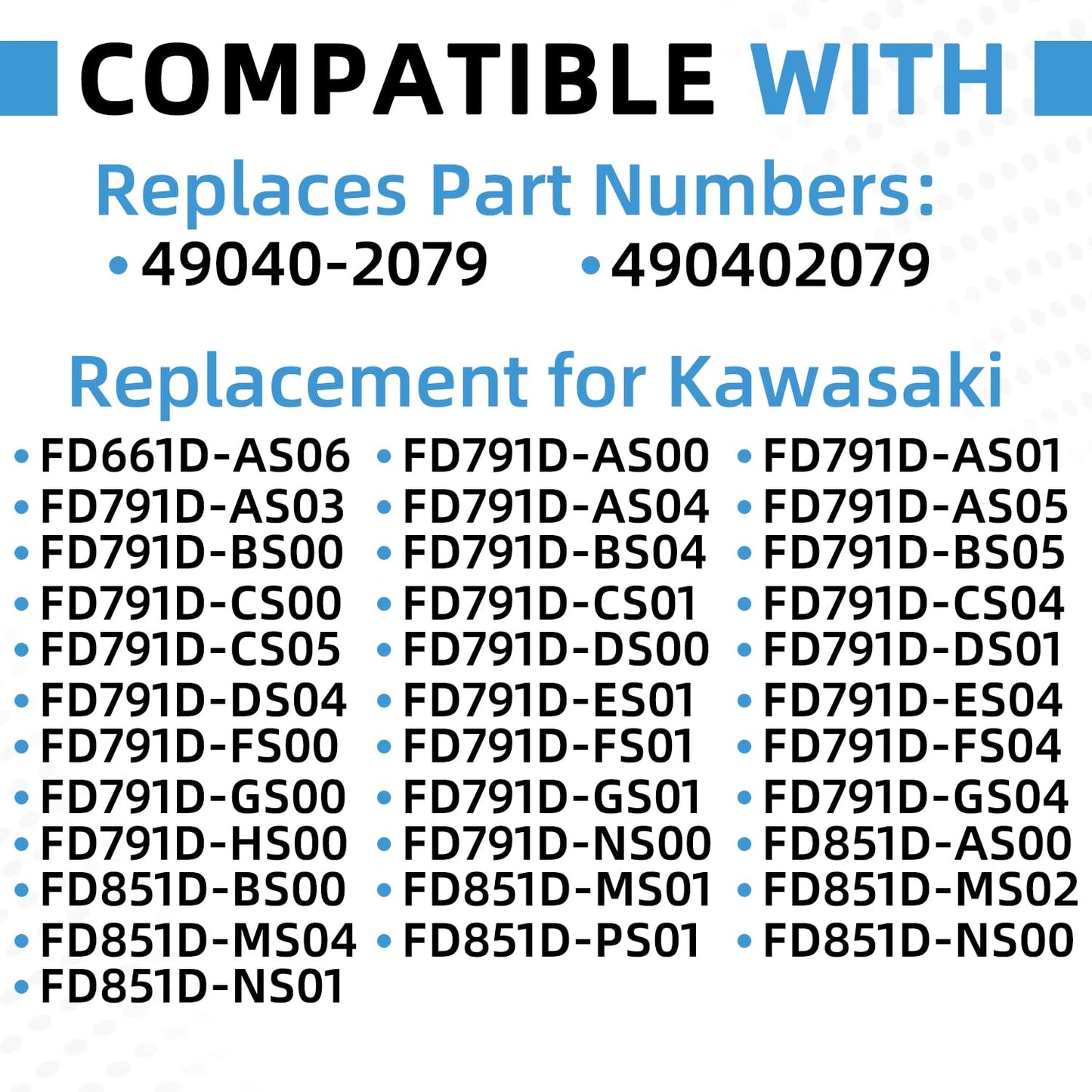 49040-2079 490402079 Upgraded Inline External Electric Fuel pump Compatible with Kawasaki FD661D FD791D FD851D Cub Cadet M60 M72 1998-2023 Machinery Tractor Fuel Pump