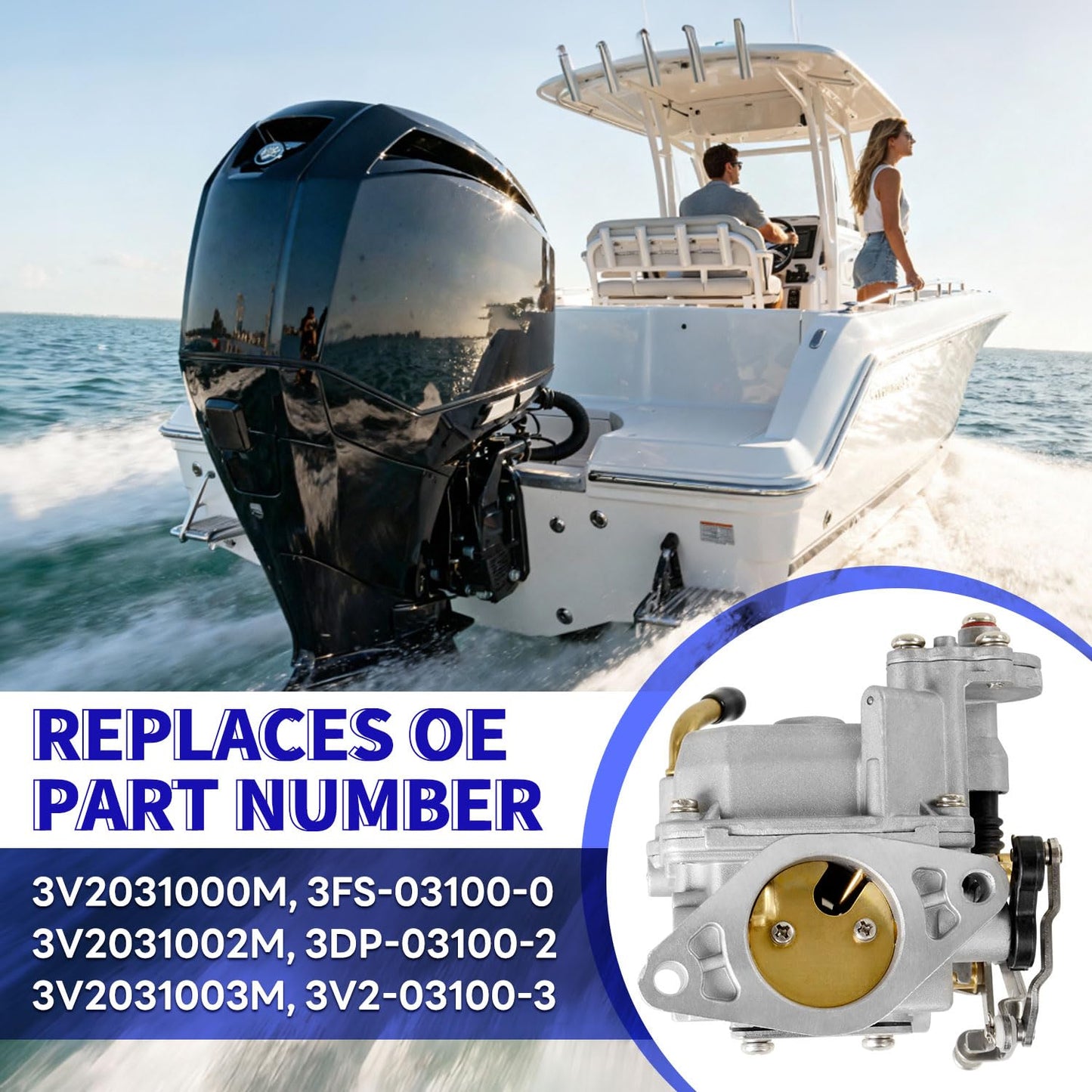 3V2031000M Upgraded Carburetor Compatible with Tohatsu MFS9.8A-B (9.8HP, tiller handle only) MFS9.8A2 MFS9.8A3, for Nissan NSF9.8A2 NSF9.8A3 9.8HP Four-Stroke Outboard Carburetor