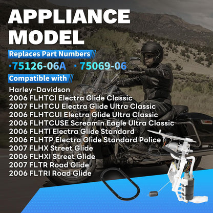 75126-06A Upgraded Fuel Pump Assembly Compatible With 2006-2007 Harley Davidson Electra Glide All Models Road Glide FLTR FLTRI Road King FLHR FLHPI Street Glide FLHX Replaces 75069-06